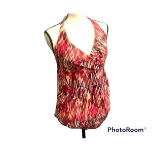 Isabel Womens Maternity One Piece Halter Swimwear Size L Padded Bra Boho